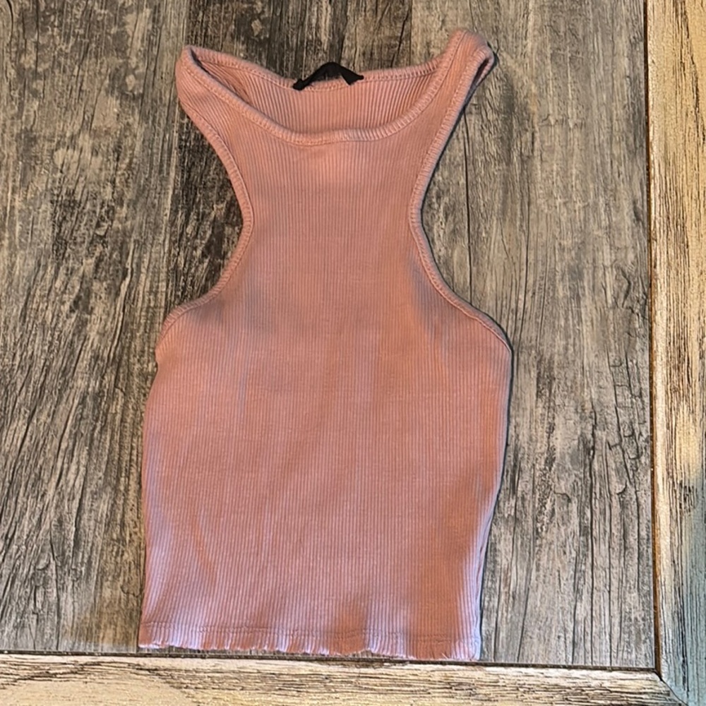 Sleeveless Ribbed Pink Top